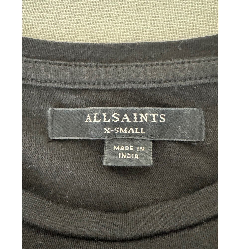 AllSaints Trixi Ruffle Eyelet Sleeve T-Shirt XS Black - Picture 5 of 7